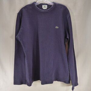 Vintage 90s Mens Lacoste Blue Long Sleeve Pullover Thermal T-Shirt Alligator S/M
